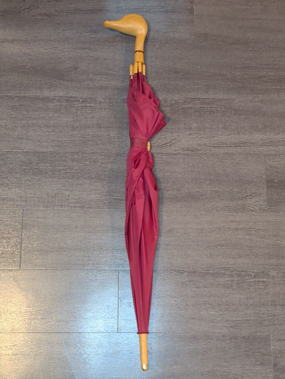Vintage 80s Aramis Duck Head Handle Umbrella Burgundy 36" Old Money Preppy Style